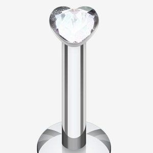 NEW 14 Gauge 5/16" 8mm Clear Heart Labret Tragus Helix Cartilage